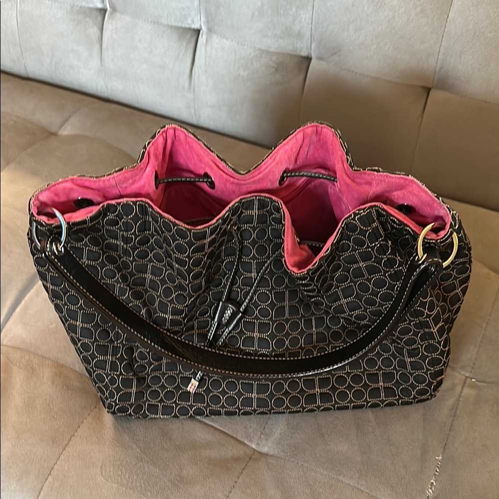 Quilted Kate Spade Drawstring Bag w/ Pink Suede Interior